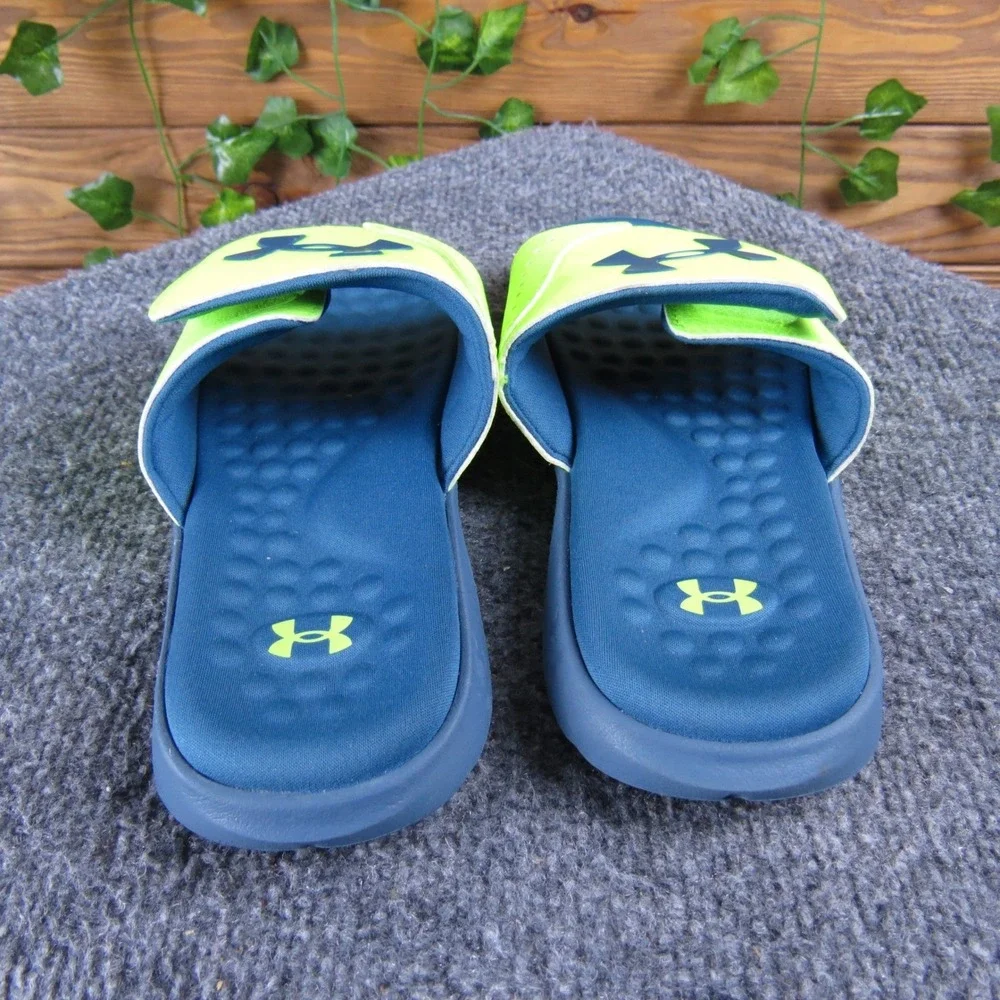 Under‎ Armour Ignite Pro Kids 3 Lime Surge Static Blue Slide Sandals Comfort